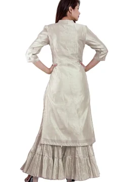 Embroidered Chanderi Cotton Pakistani Suit in Off White