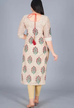 Embroidered Chanderi Cotton Straight Suit in off White
