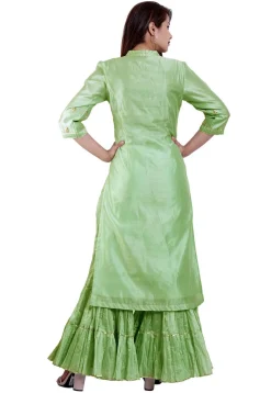 Embroidered Chanderi Pakistani Suit in Sea Green