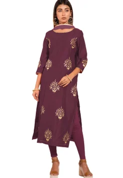 Embroidered Chanderi Silk Straight Suit in Purple