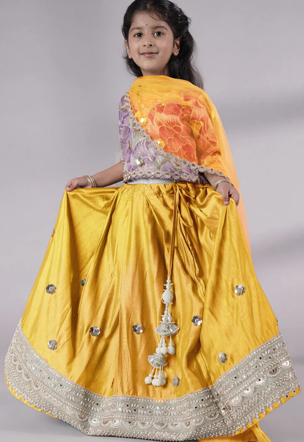 Embroidered Chanderi Silk Lehenga in Pink