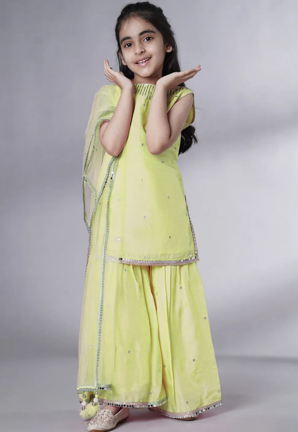 Embroidered Chanderi Silk Pakistani Suit in Olive Green