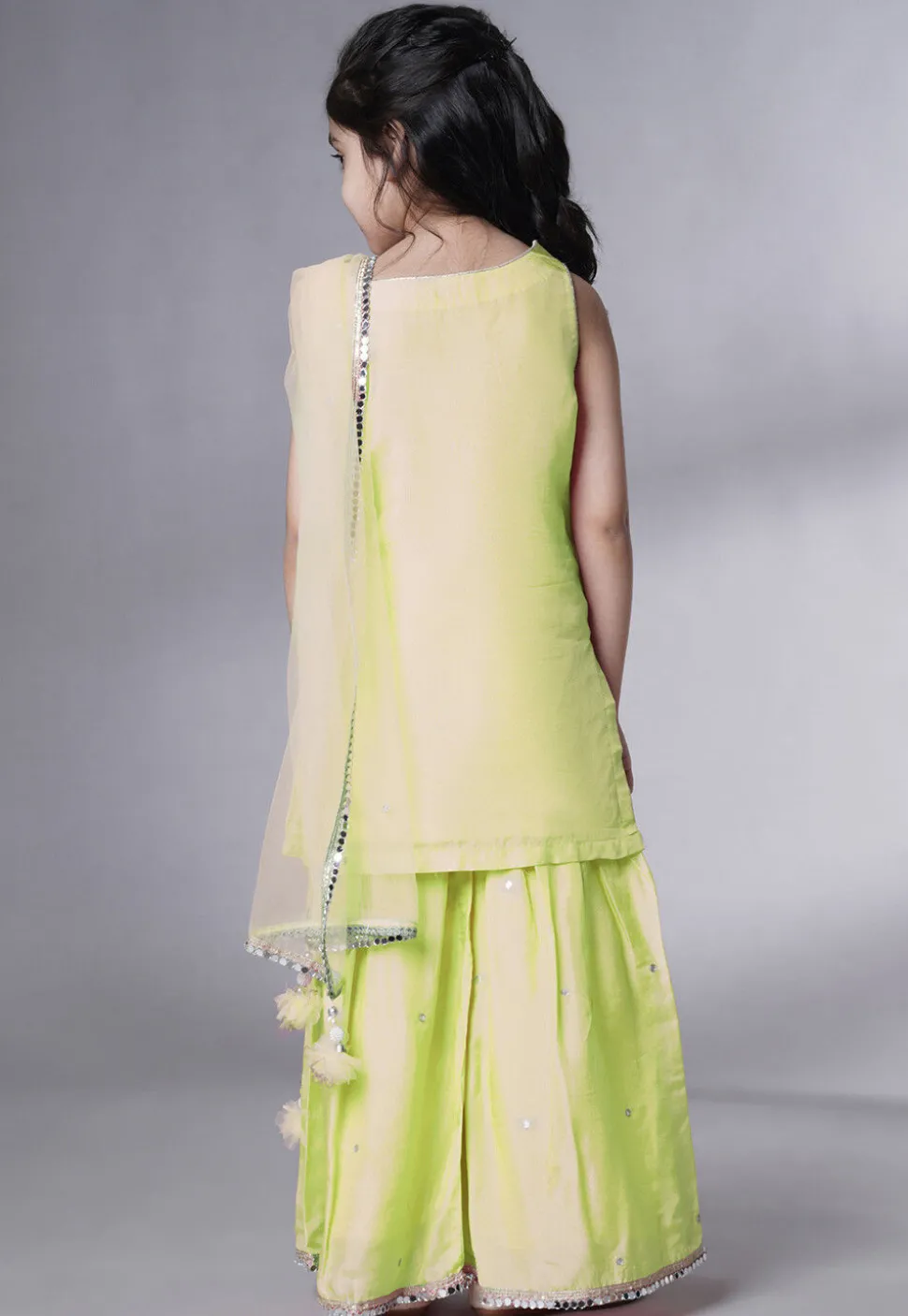 Embroidered Chanderi Silk Pakistani Suit in Olive Green