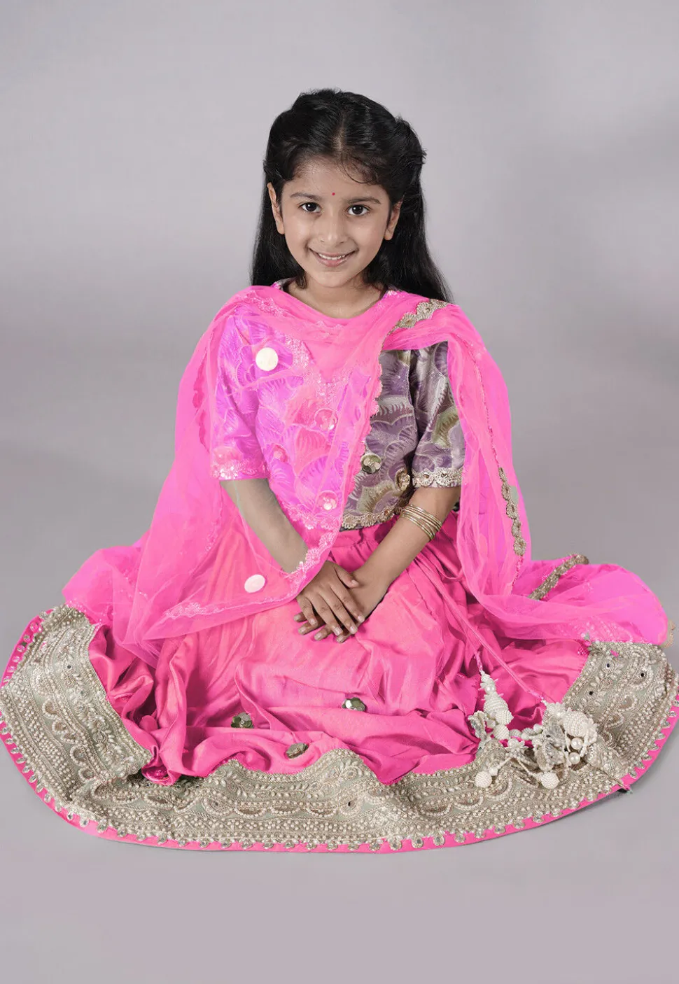 Embroidered Chanderi Silk Lehenga in Green