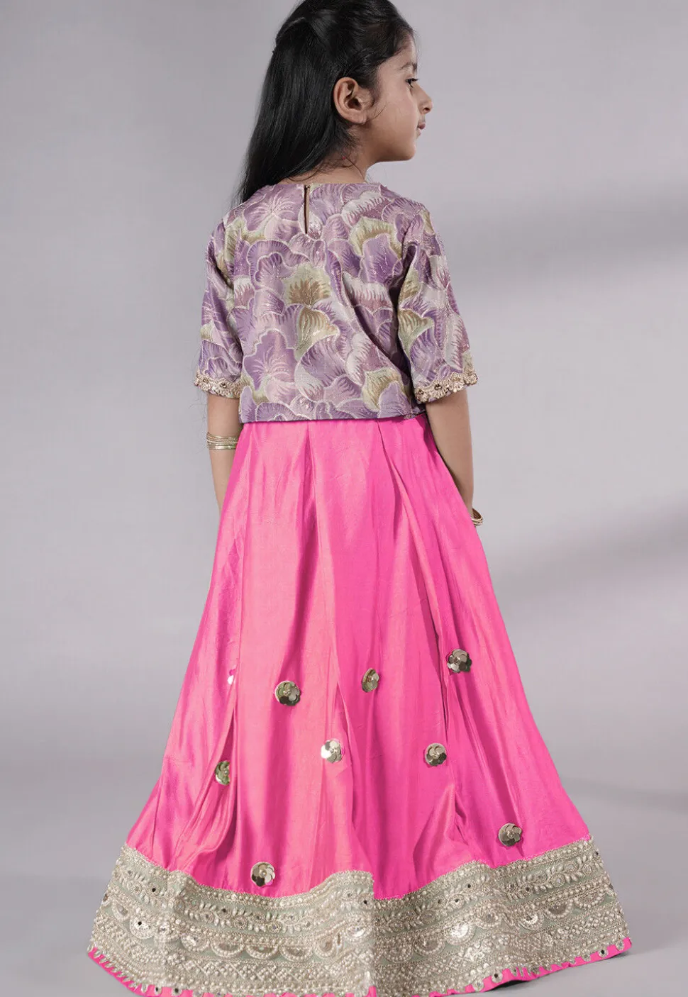 Embroidered Chanderi Silk Lehenga in Green