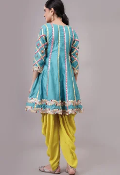 Embroidered Chanderi Silk Anarkali Suit in Blue
