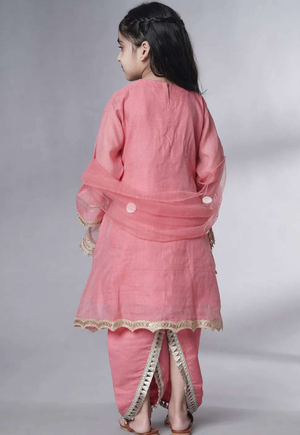 Embroidered Chanderi Silk Punjabi Suit in Baby Pink