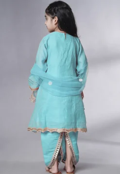 Embroidered Chanderi Silk Punjabi Suit in Sky Blue