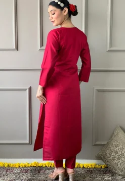 Embroidered Chanderi Silk Pakistani Suit in Pink