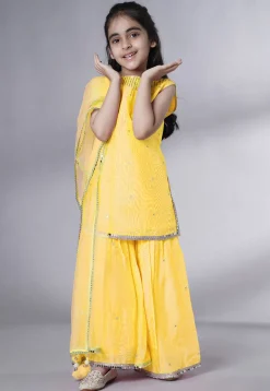 Embroidered Chanderi Silk Pakistani Suit in Yellow