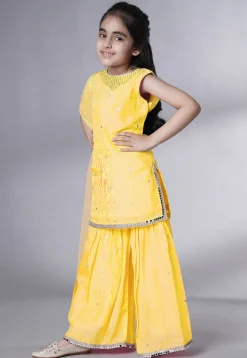 Embroidered Chanderi Silk Pakistani Suit in Yellow