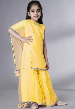Embroidered Chanderi Silk Pakistani Suit in Yellow