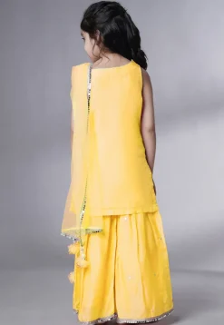 Embroidered Chanderi Silk Pakistani Suit in Yellow