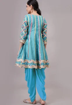 Embroidered Chanderi Silk Anarkali Suit in Blue