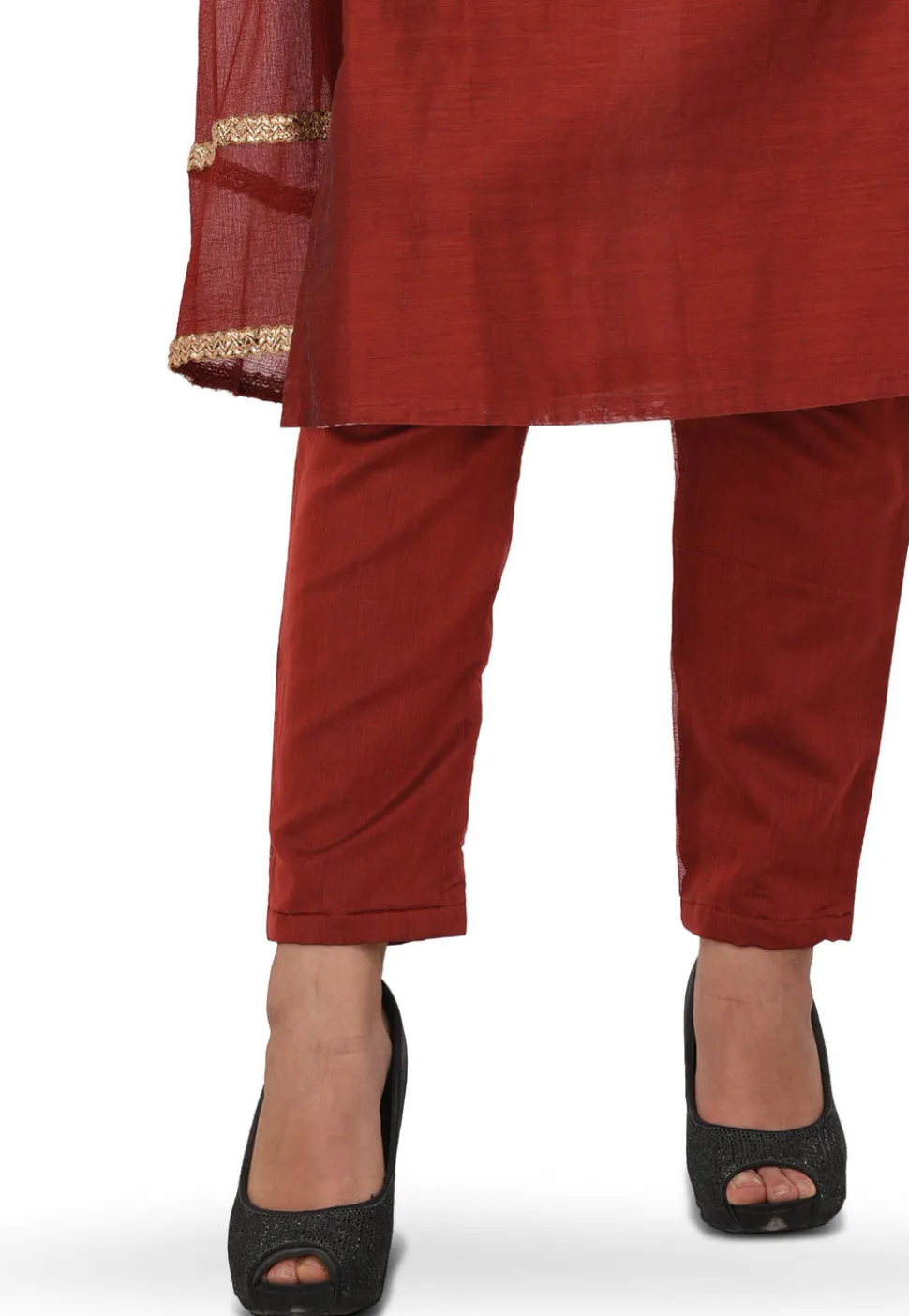 Embroidered Chanderi Silk Straight Suit in Maroon