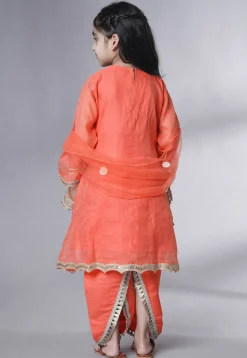 Embroidered Chanderi Silk Punjabi Suit in Peach
