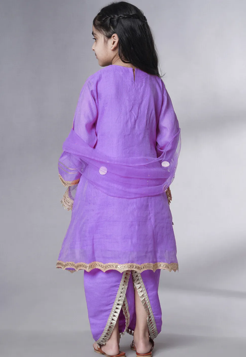 Embroidered Chanderi Silk Punjabi Suit in Light Purple