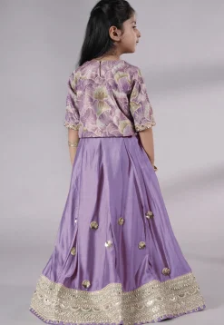 Embroidered Chanderi Silk Lehenga in Purple