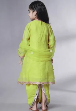 Embroidered Chanderi Silk Punjabi Suit in Light Green