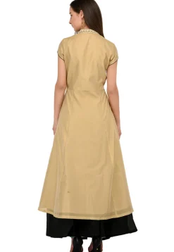 Embroidered Chanderi Silk Sharara Lehenga in Beige