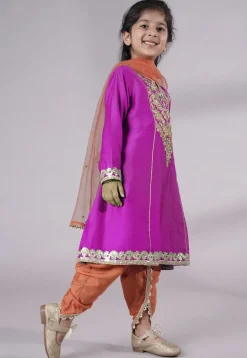 Embroidered Chanderi Silk Punjabi Suit in Magenta