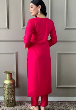 Embroidered Chanderi Silk Pakistani Suit in Pink