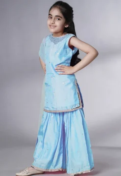 Embroidered Chanderi Silk Pakistani Suit in Sky Blue