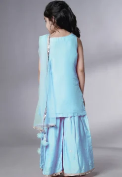 Embroidered Chanderi Silk Pakistani Suit in Sky Blue