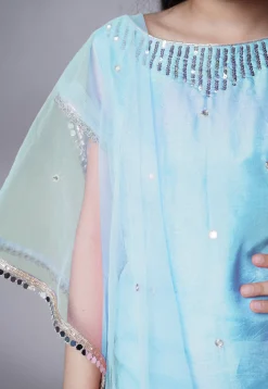 Embroidered Chanderi Silk Pakistani Suit in Sky Blue