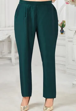Embroidered Chanderi Silk Pakistani Suit in Teal Green