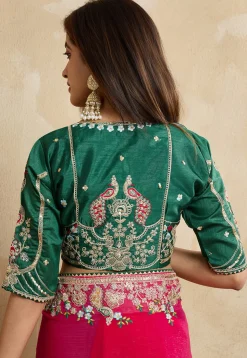 Embroidered Chiffon Saree in Fuchsia
