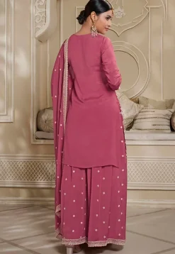 Embroidered Chinon Chiffon Pakistani Suit in Pink