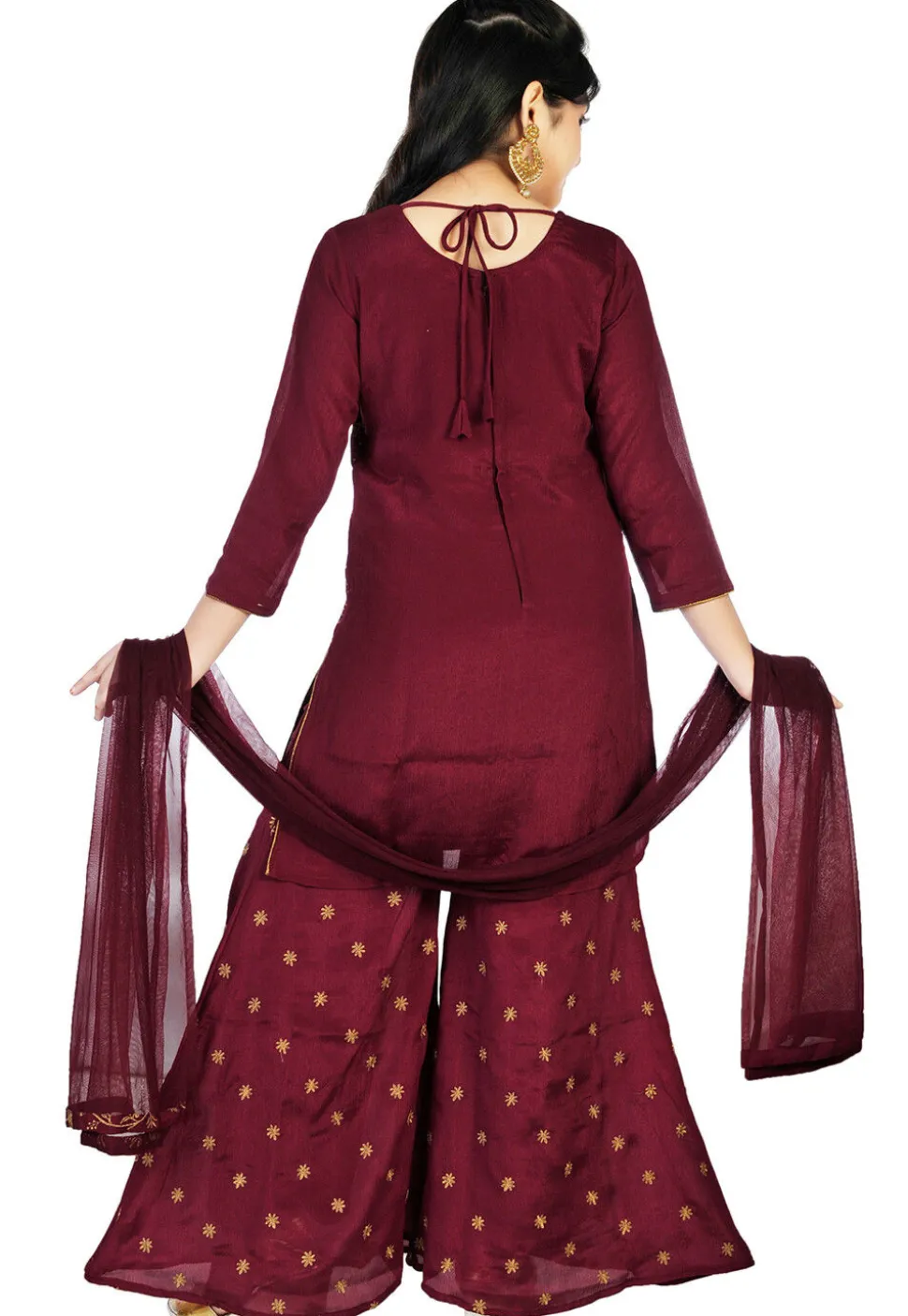 Embroidered Chinon Chiffon Pakistani Suit in Wine