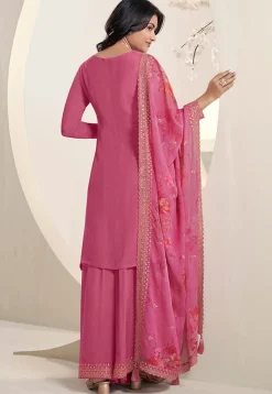 Embroidered Chinon Chiffon Pakistani Suit in Pink