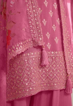 Embroidered Chinon Chiffon Pakistani Suit in Pink