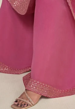 Embroidered Chinon Chiffon Pakistani Suit in Pink