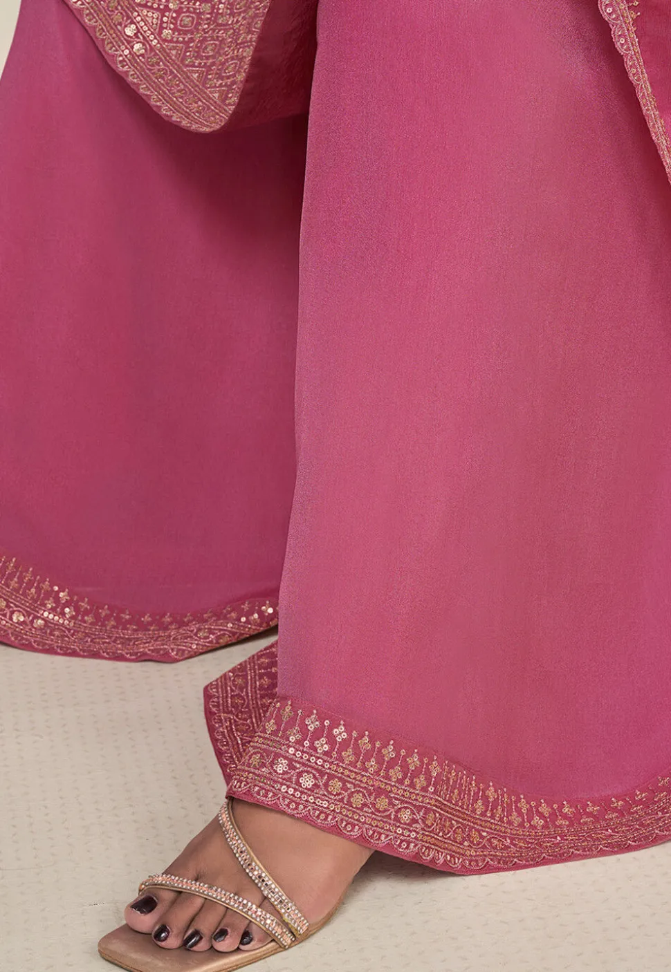 Embroidered Chinon Chiffon Pakistani Suit in Pink