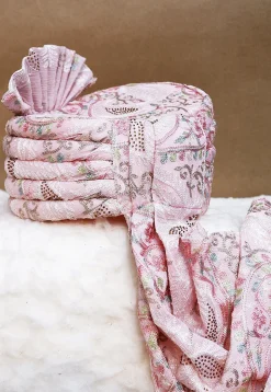 Embroidered Chinon Chiffon Turban in Pink