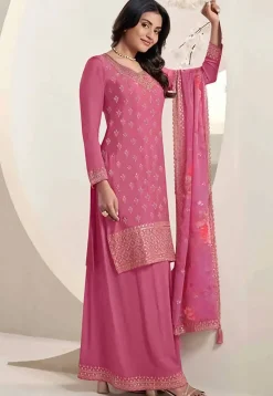 Embroidered Chinon Chiffon Pakistani Suit in Pink