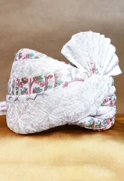 Embroidered Chinon Chiffon Turban in White