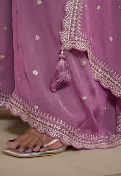 Embroidered Chinon Chiffon Pakistani Suit in Purple