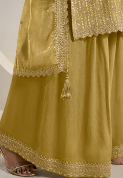 Embroidered Chinon Chiffon Pakistani Suit in Mustard