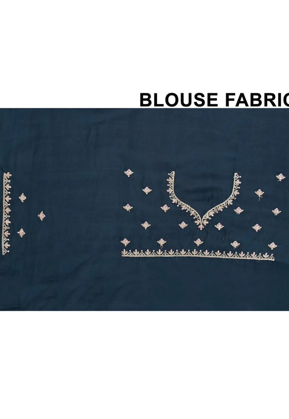 Embroidered Chinon Crepe Scalloped Saree in Teal Green