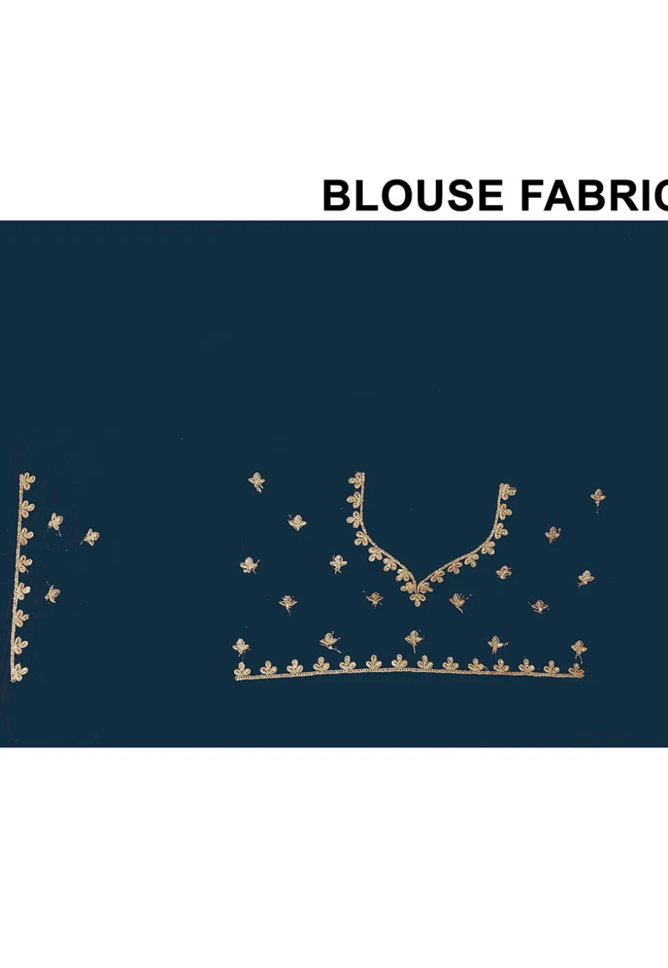 Embroidered Chinon Crepe Scalloped Saree in Dark Teal Blue