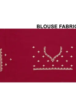 Embroidered Chinon Crepe Scalloped Saree in Maroon