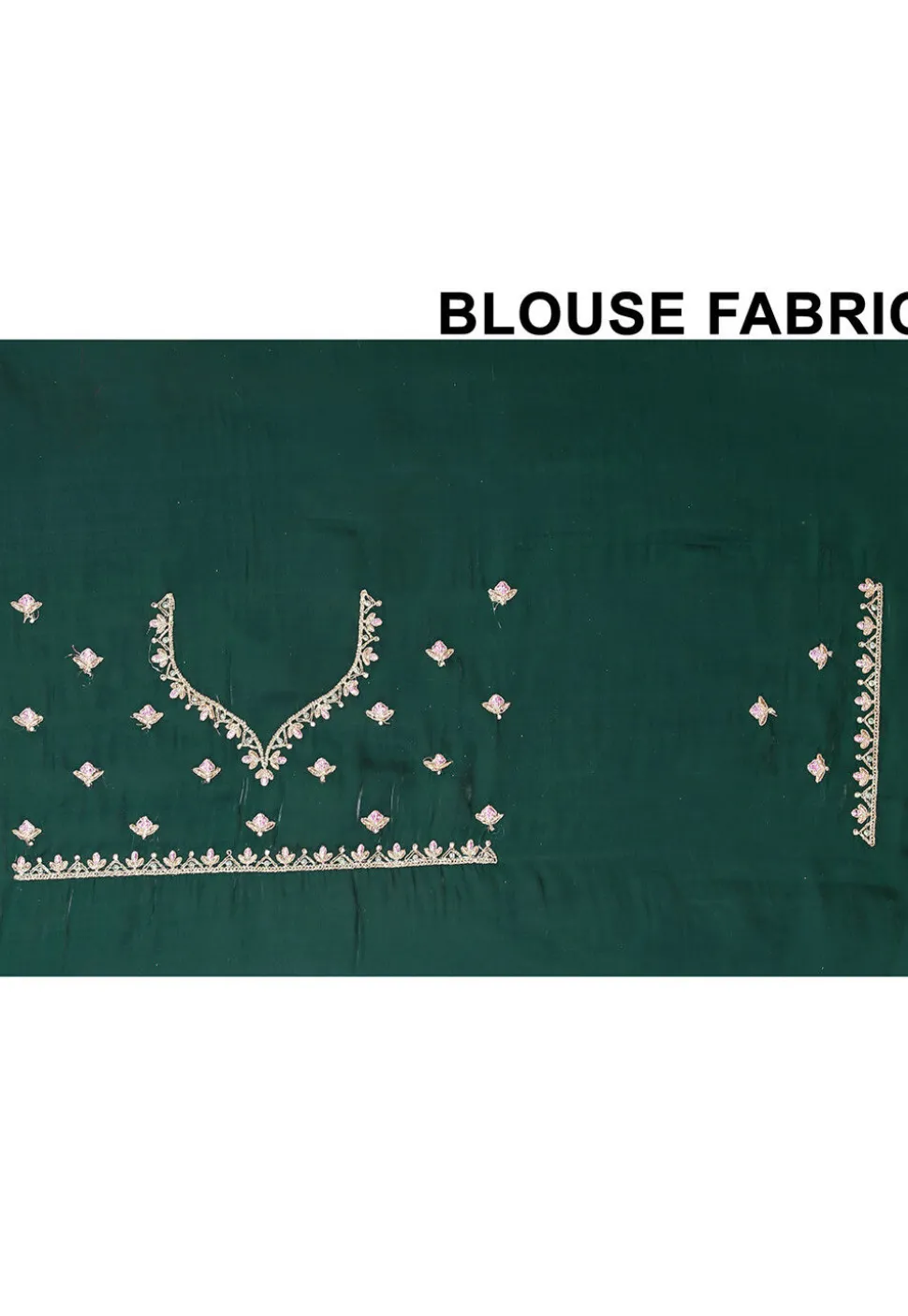 Embroidered Chinon Crepe Scalloped Saree in Dark Green