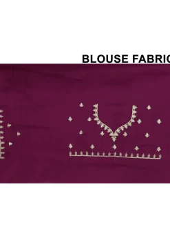 Embroidered Chinon Crepe Scalloped Saree in Wine