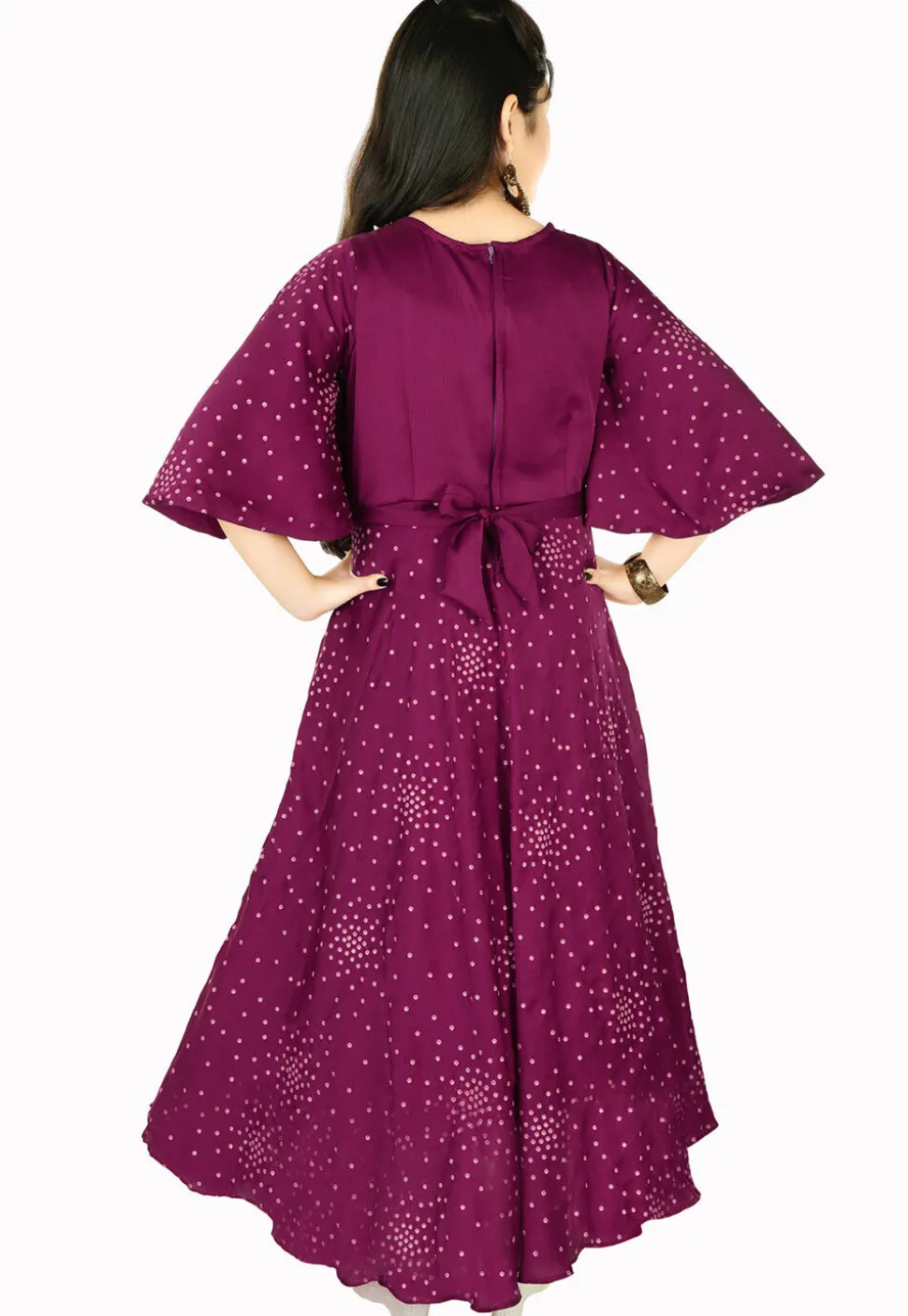Embroidered Chinon Silk Gown in Wine