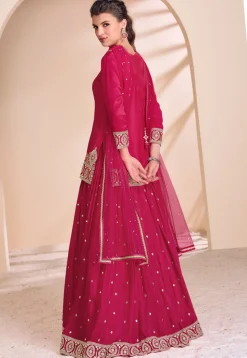 Embroidered Chinon Silk Lehenga in Pink