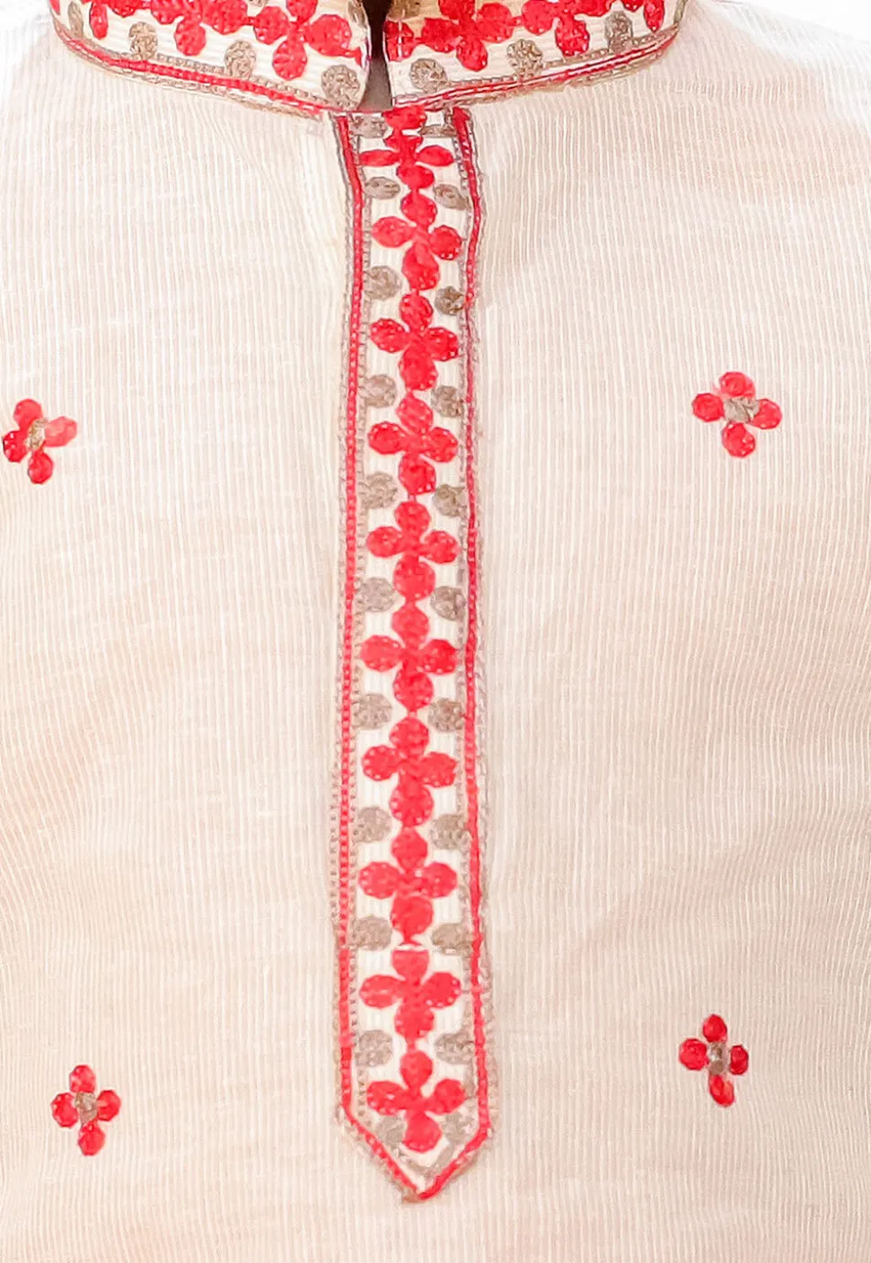 Embroidered Cotton Dhoti Kurta in Off White